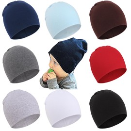 DRESHOW BQUBO 8 Pack Unisex Baby Beanie Hat Infant Toddler Kid Hats Baby Soft Cute Knit Cap Nursery Beanie
