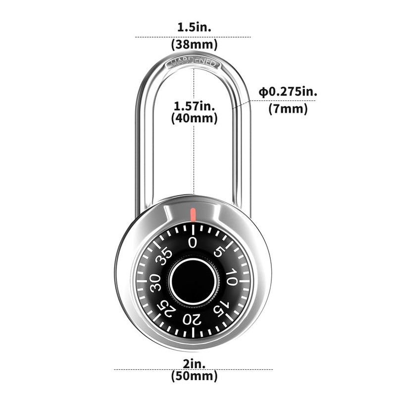 FIGODE® Locker Lock, 2 in. Combination Lock, Keyless Long Padlock