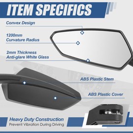 Auto Dynasty Motocycle Side Mirrors Convex Rear View Anti-Glare Rotary Adjustment Handlebar Mount Universal for Naked Bike, Motorbike, Dirt Street Bike, Moped and Scooter, Irregular Style