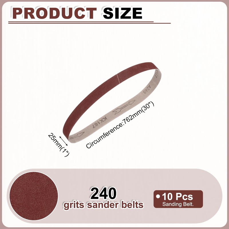 HARFINGTON 1 x 30 Inch Sanding Belts, 10 Pcs 240