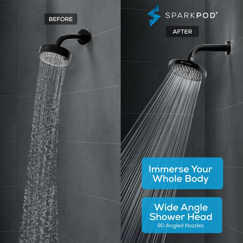 SparkPod Shower Head - High Pressure Rain - Premium Quality