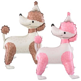 4D Standing Animal Balloons Pet Dog Foil Balloons, 2Pcs Cute Puppy Poodle Children's Birthday Party Supplies Animal Themed Baby Shower Party Decorations