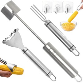 Corn Peeler for Corn on the Cob, 2026 Upgraded 3PCS Corn Peeler, Corn Cob Stripper Tool, Stainless Steel Blade, Ergonomic Long Handle, Easy to Clean, Kitchen Tool for Home Picnic Party