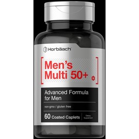 Horbäach Men's Multivitamin 50 Plus | 60 Caplets | Non-GMO & Gluten Free | by Horbaach
