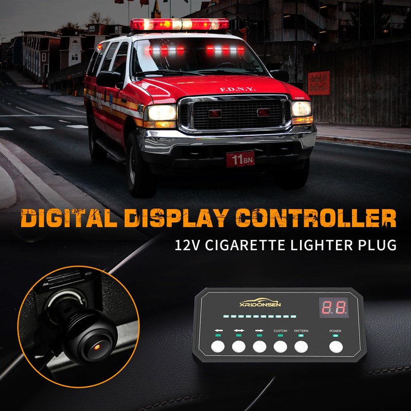 XRIDONSEN 2x 17 inch Red White Emergency Lights for Vehicles