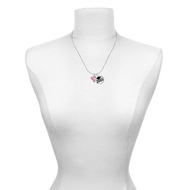 Delight Jewelry Silvertone Hot Pink Enamel Heart with Cutout Script Class of 2025 Dome Charm Necklace, 18"