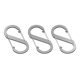Aluminium S-Shaped Carabiner Hooks, 88mm x 40mm, Set of 3, Lightweight for Camping and Hiking (Silver 88)