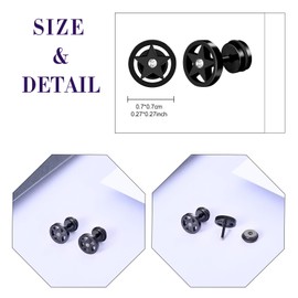 feilok pentagram Stud Earrings for Women Men Stainless Steel Piercing Huggie Ear Jewelry black