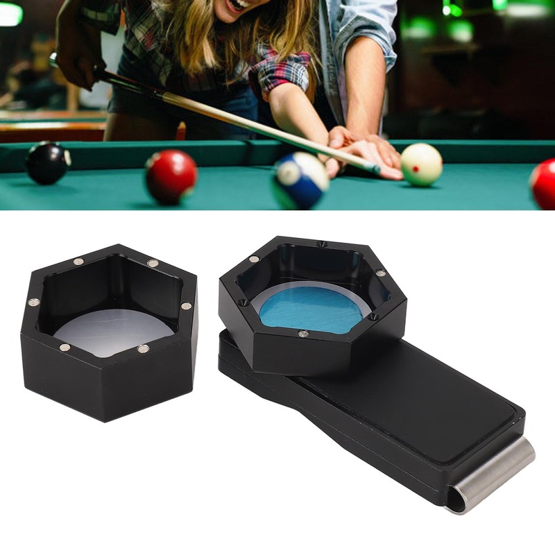 Mini Portable Magnetic Billiard Cue Chalk Case Black Billiard Cue