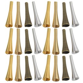 Tofficu 36pcs Long Spring Cone Bead Caps, Alloy Trumpet Shape Wraps Coil Spring Beads Stoppers Tassel Ends Cap Jewelry for DIY Earrings Tassel Crafts Jewelry Making, 3.00X0.80X0.28CM