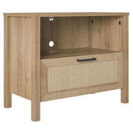 Novogratz Shay 1-Drawer Nightstand, Natural with Faux Rattan
