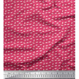 Soimoi Pink Velvet Fabric Paper Boat Art & Craft Printed Fabric 1 Yard 58 Inch Wide