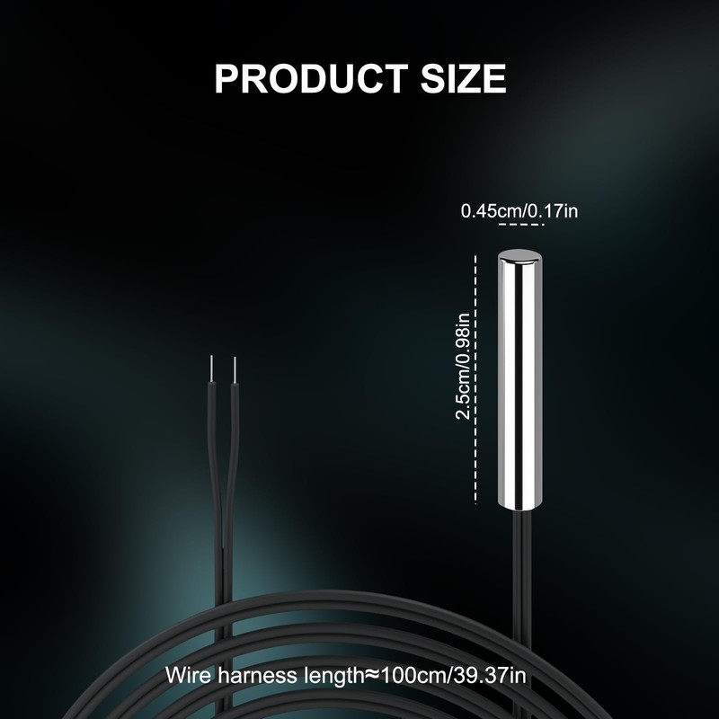 DROK 10K Temperature Sensor Probe 3pcs, 1 Meter Waterproof Stainless