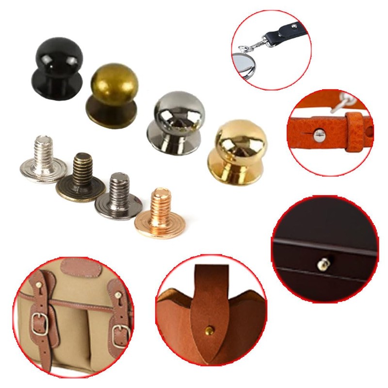 Dtoterul Leather Rivets Pack of 100 Button Rivets Solid Button