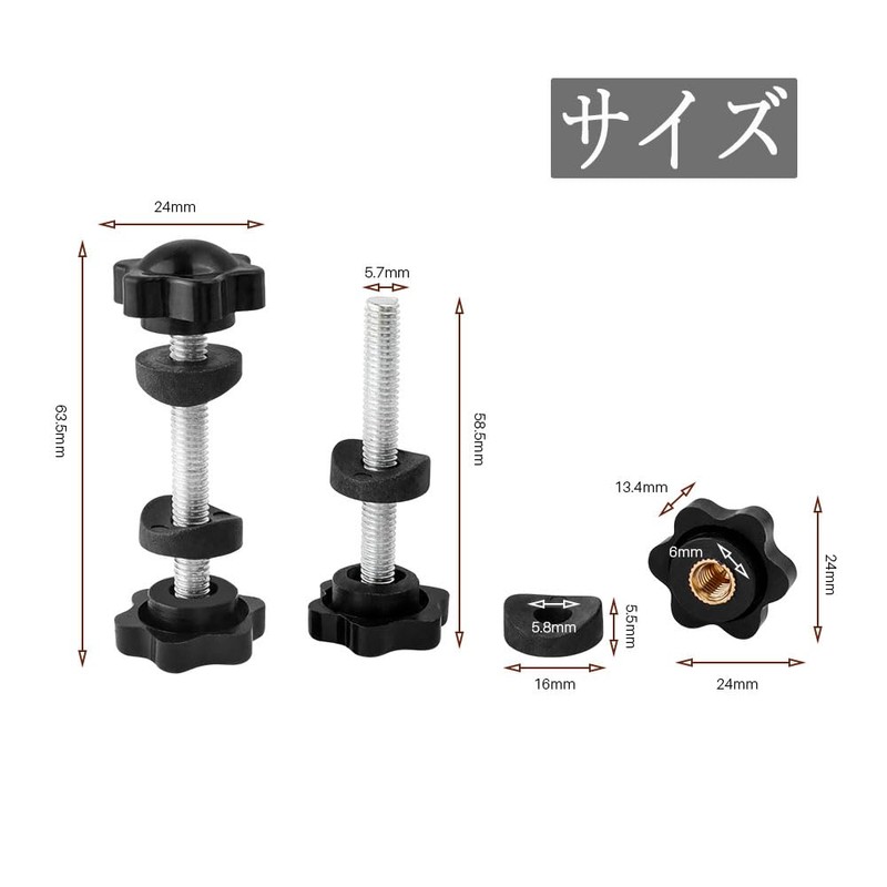 Wolfride Knob Screw Handle Screw Bolt 2pcs M6 Male Thread