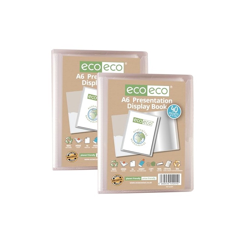 eco-eco A6 Size 50 Percent Recycled 40 Pocket Clear Presentation