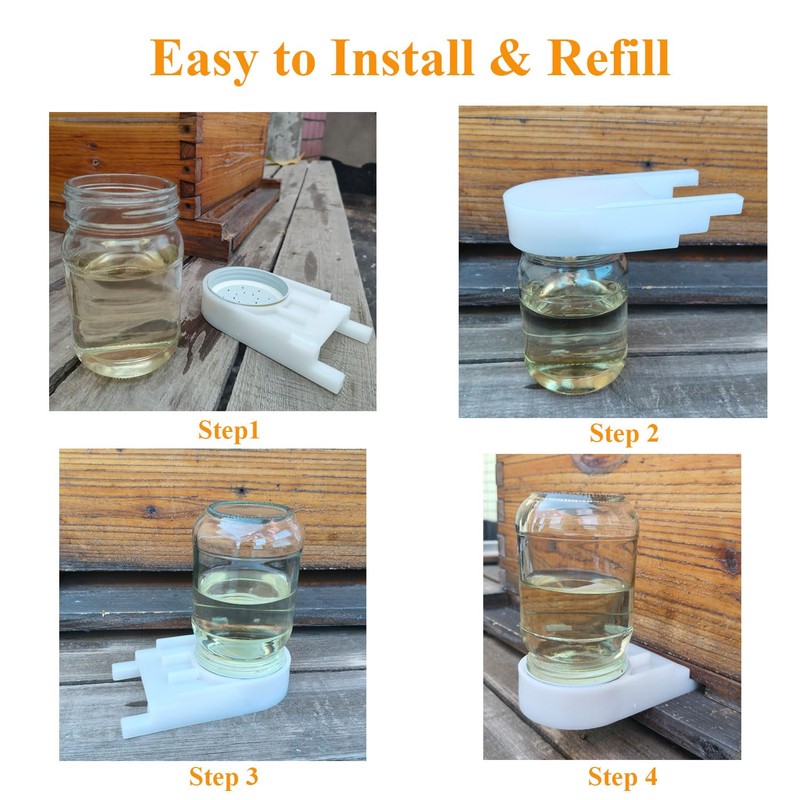 AukBeeFun 6 Pack Bee Feeders for Hives Mason Jar Sugar