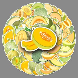 51 Pcs Hami Melon Stickers Waterproof Cute Fruit Stickers for Laptop Water Bottle Skateboard Scrapbook Guitar Luggage Bumper Cars Bike,Vinyl Trendy Cartoon Hami Melon Sticker for Girls Adults
