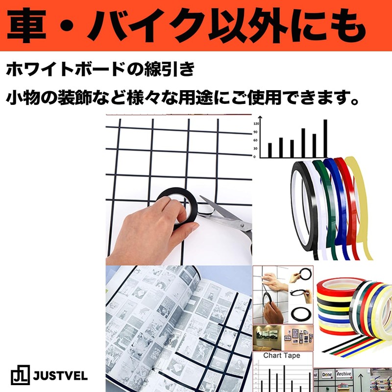 JUSTVEL Line Tape, Cutting Sheet, 0.1 inches (3 mm) x