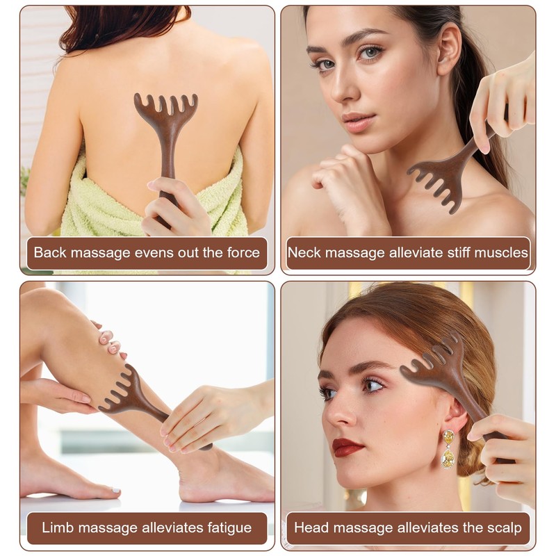 ValueBargain Wooden Head Massager Scalp, 2-Pack Portable Stress Relief Tools,