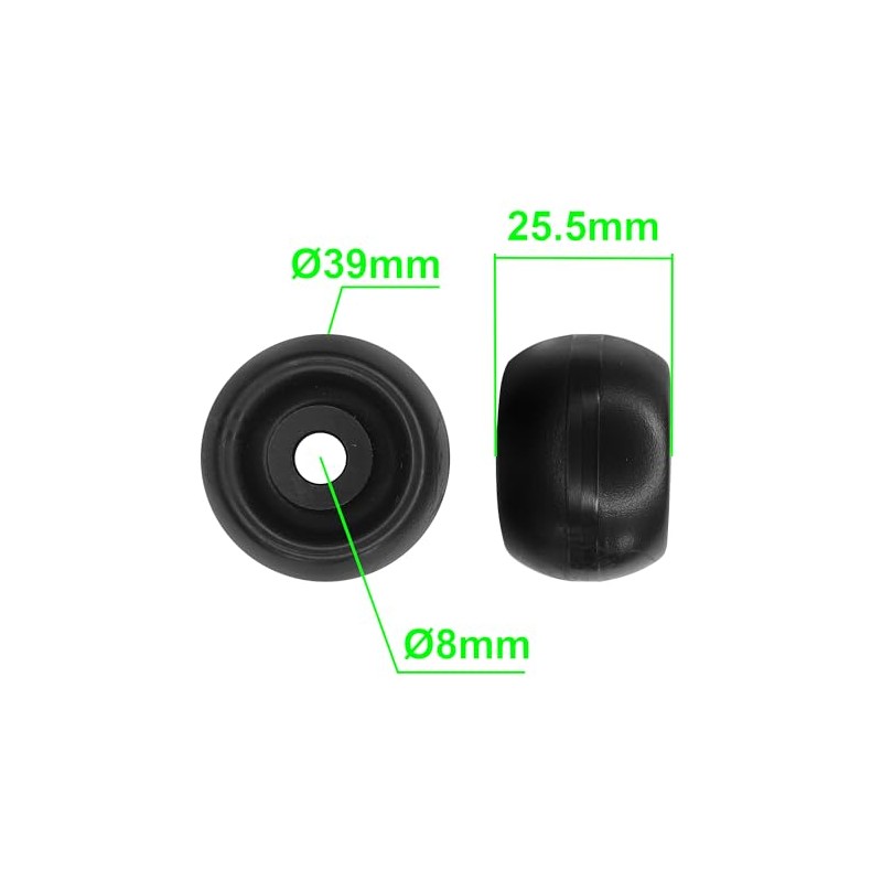 cyclingcolors 10 x Plastic Castors 40 mm Black Castor Guide