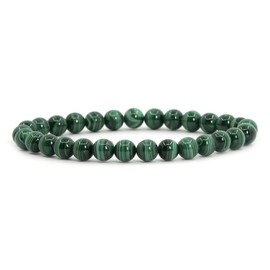 Natural Malachite Gemstone 6mm Round Beads Stretch Bracelet 6.5"