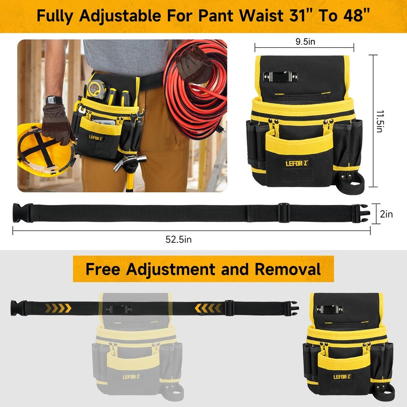 Tool Belt,Magnetic Tool Pouch,13-Pockets Tool Belts for Men,Detachable & Adjustable