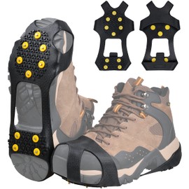 Ice Cleats Snow Traction Cleats Anti Slip Crampons Ice Grippers for Boots Shoes Walking on Snow and Ice Traction Cleats Crampons Slip-on Stretch Footwear