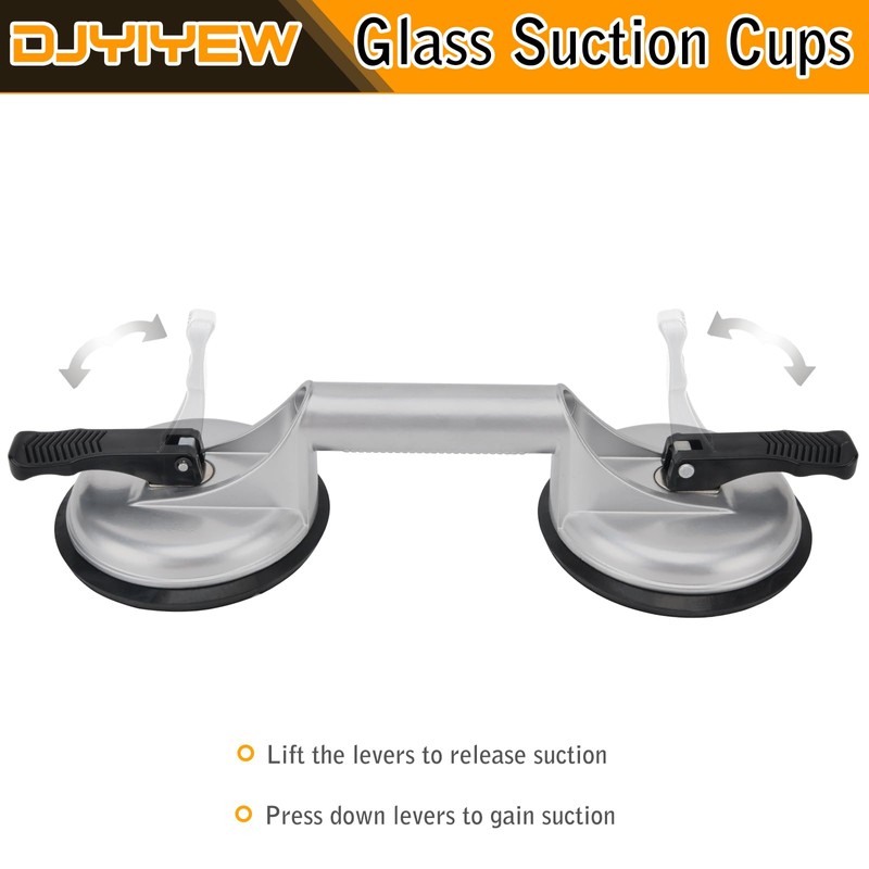 Heavy Duty Suction Cups - Aluminum Vacuum Handle Glass &