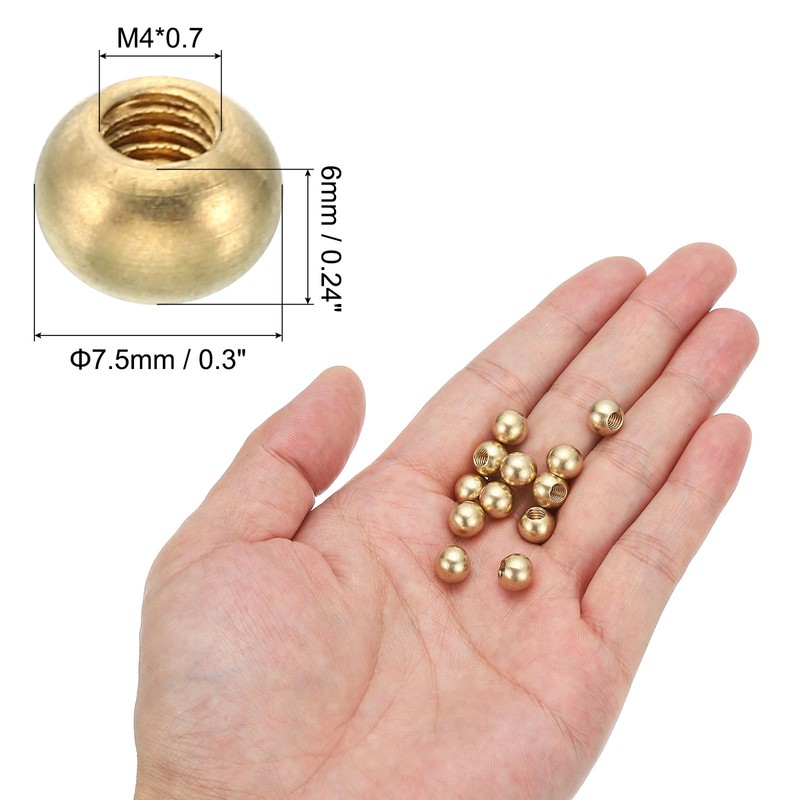 PATIKIL M4x7.5mm Thread Cap Nuts Knob, 30 Pack Brass Ball