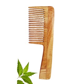 Wooden Curly Hair Wide Tooth Comb, Neem Wood Curly Hair Comb for Women & Men, Hair Growth, Detangler Comb (PACK OF 1_COMB)