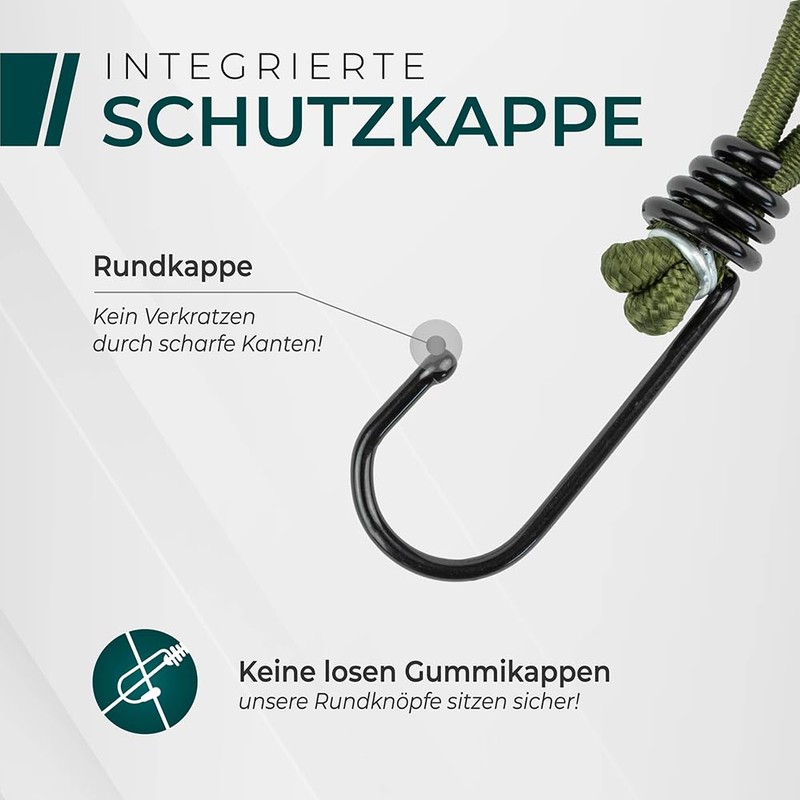 CargoVA® – 10 Bungees with Hooks and Practical Bag –