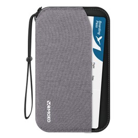MoKo Passport Holder Family, RFID Passport Wallet for Men and Women, Travel Passport Holder with Multiple Compartments, Travel Document Organzier for Cards, ID, Tickets, Keys, Gray