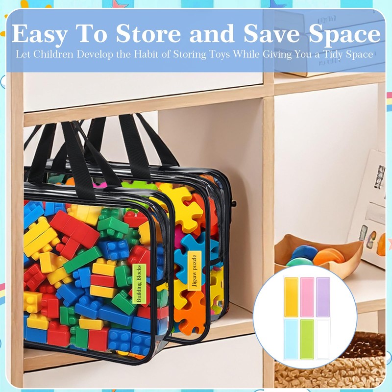 6 Pack Large Storage Organizer with Zipper and Labels, PVC