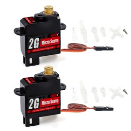 2G Micro Servo Motor Digital Servo Metal Gear Coreless Mini RC Servo for Fixed-Wing Helicopter Airplane Drone RC Car Model Boat Robot (2PCS)