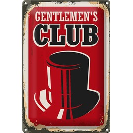 Tin Sign Retro – Made in Germany – 20 x 30 cm Gentlemens Club Men Metal Decorative Tin Sign