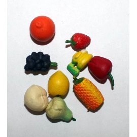 Westrim Miniatures 1" Assorted Fruits, Strawberry, Banana, Pineapple, Westrim 6784 NOS