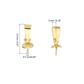 PATIKIL 14x5mm Eye Pin Peg Bail, 10Pcs Stainless Steel Cup Peg Bail Pin Pearl Pendant Connector for Jewelry Making Earring Necklace Bracelet DIY Crafts, Gold