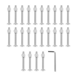 YINETTECH Set of 24 Bed Bolts Set M6 x 50 mm Screw with M6 x 13 mm Cylinder Nuts and Allen Key for Furniture Chair Replacement Connectors