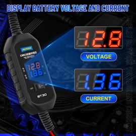 AUTOOL OBD II Car Memory Saver Cable 12V Vehicle ECU Emergency Power Supply Cable Digital Display OBD II Battery Leakage Detective Kit with 3A Fuse & 2 Alligator Clips