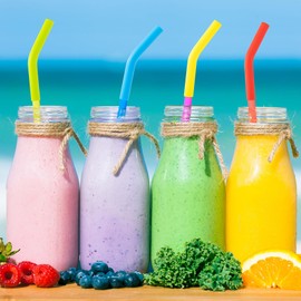 HINZIC 6Pcs 8MM Metal Straw Tips Food Grade Reusable Silicone Straw Covers Colorful Elbow Straw Tips Replacement for Hydraflow Stainless Steel Straws