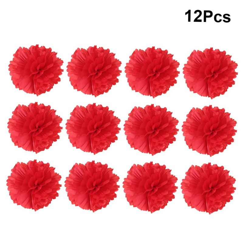 EXCEART 12pcs Tissue Paper Flower Pom Pom Hanging Decorative Honeycomb