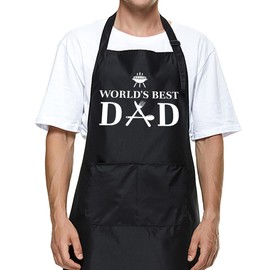 YDYD Funny Cooking Grilling Apron Gifts, Funny Apron WORLD'S BEST DAD, Birthday Father's Day Thanksgiving Christmas Gifts