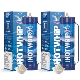 Hotwhip Whipped Cream Charger 2 * 2560g 4.0L Unflavored Pure Flavor Premium Whip Cream Maker 99.99% High Purity N2O Tank(2,4.0L-Unflavor)