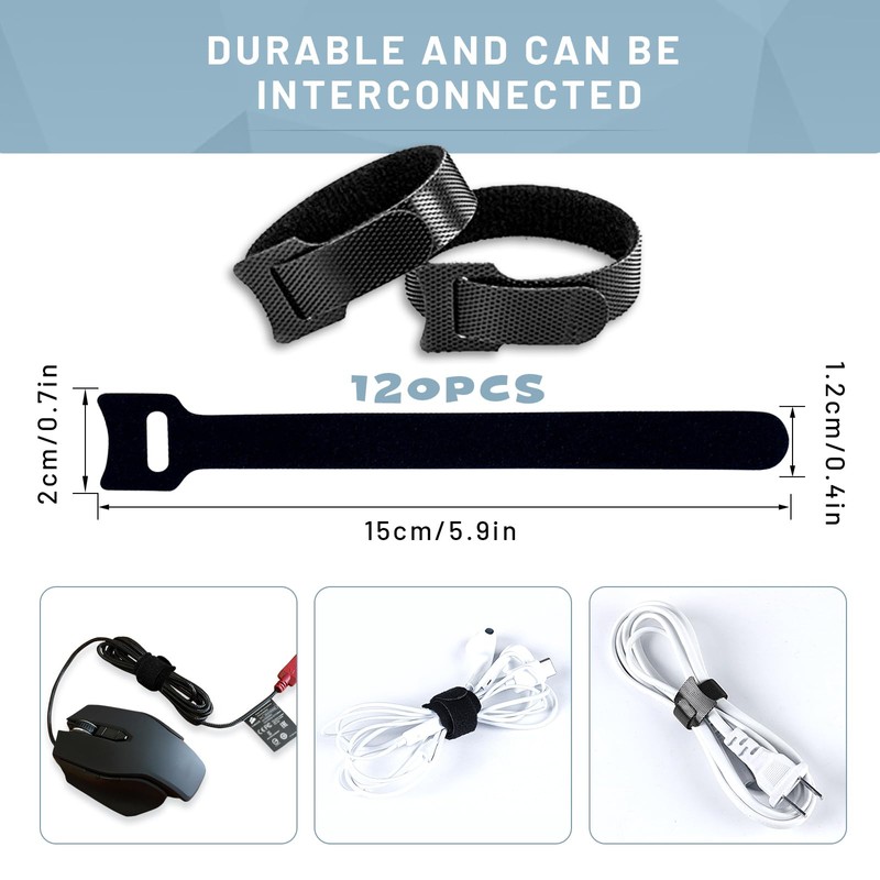 120Pcs Reusable Cable Ties Straps 6 * 1.2" Wire Ties