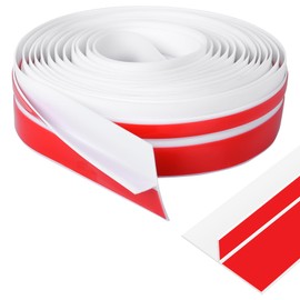 MYFAMIREA T-Shaped Door Draft Stopper 1.97IN x 10FT Silicone Weather Stripping Door Seal Strip Double-Sided Self Adhesive Seal Strip for Side of Door Frame, Window, Shower Glass, Gap, White