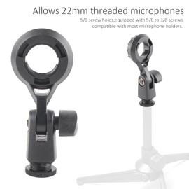 Portable Microphone Holder, 5/8 Screw Hole, 180° Adjustment, Easy Installation, 22mm Thread Microphone Mount Adapter for Recording Studio