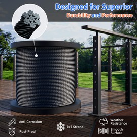 1/8 Stainless Steel Cable - Cable Railing Kit with Stainless Steel Wire and Cable Railing Hardware, Corrosion-Resistant Wire Rope for Marine/Outdoor/Construction Use 400FT