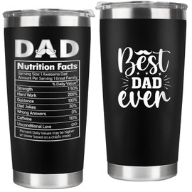 Best Dad Ever Tumbler 20oz, Insulated Coffee Cup with Cleaning Brush and Straw, Dad Travel Cup, Birthday Presents for Daddy, Water Cup from Daughter Son, Best Dad Gifts for Father's Day