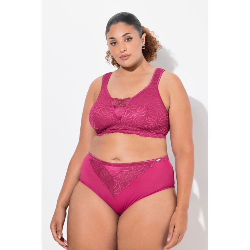 Ulla Popken Women's Lace Bralette Without Underwire Cup B-F Bra,